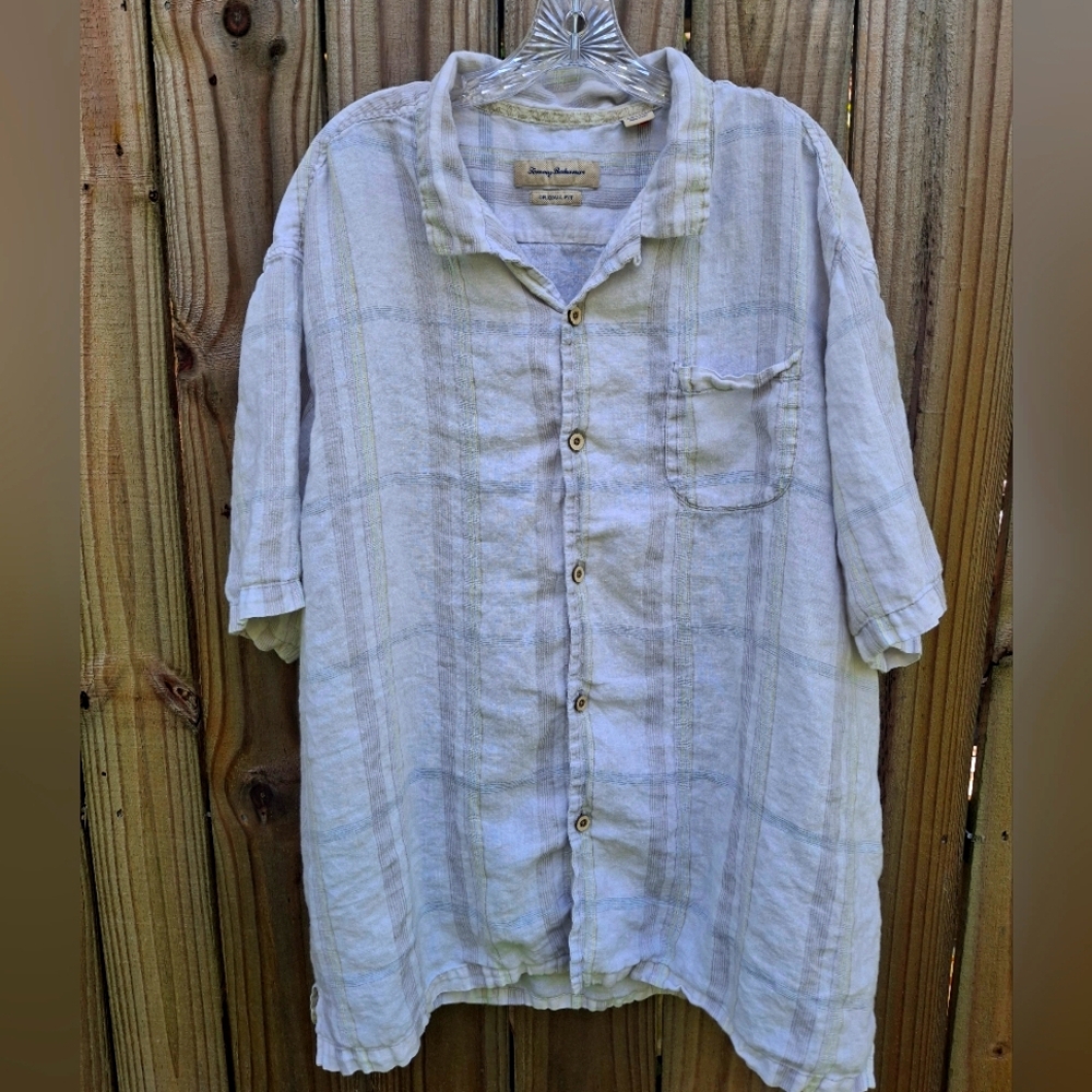 Tommy Bahama 100% Linen Short Sleeve Button-up Shirt Size 3XL